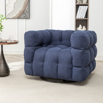 Avdul 38" Wide Tufted Swivel Chair with Square Arm