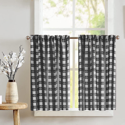 Poplin Tavern Gingham Checkered Cafe Tier Curtains