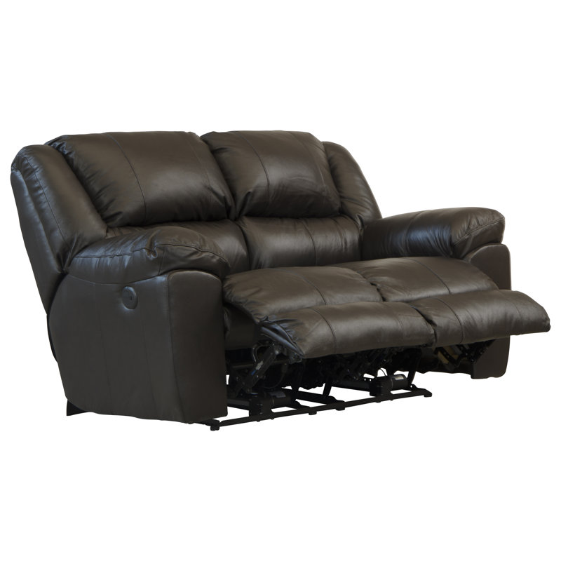 Baraona 65" Leather Match Pillow Top Arm Reclining Loveseat, Power