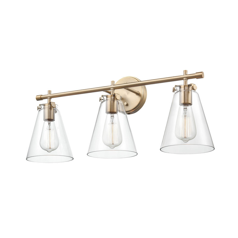 Éclairage de salle de bain à intensité variable 3 lumières Mullinax, Or moderne