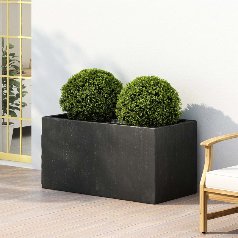 JARDINIER EXTÉRIEUR GRAND CARRE 35 "L, H 18 po x l 35,25 po x P 18 po, Noir