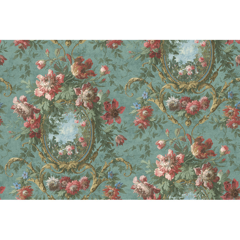 Annada Floral Double Roll, Green/Red