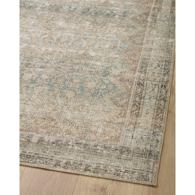 Jade and Natural Rectangular Synthetic Accent Rug 2'-3" x 3'-9"