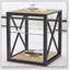 Ensemble de 2 tables de chevet modernes avec plateau en bois aggloméré et verre trempé de style industriel pour chambre à coucher et salon-1470762335-1470762334