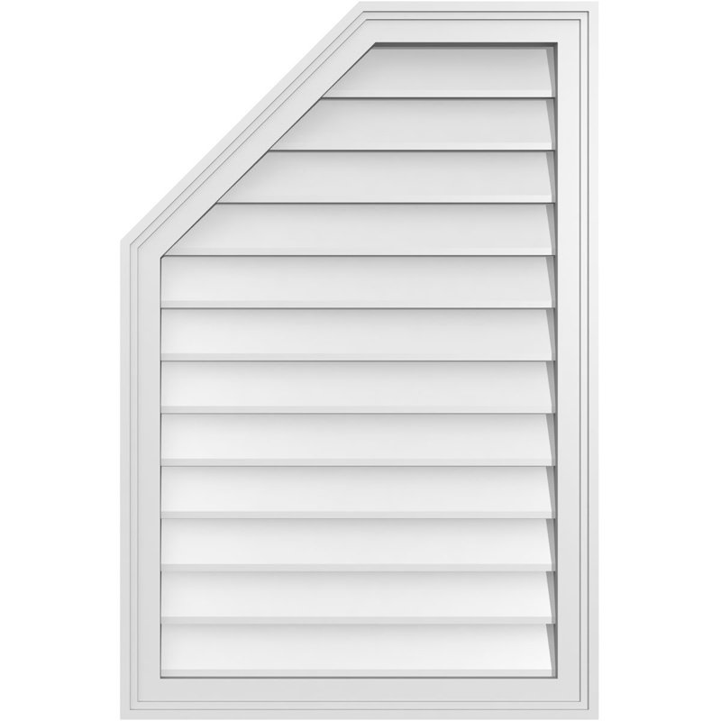 Half Octagon Top Left Surface Mount Signature Urethane Non-Functional Gable Vent Primed Tan, 36" H x 24" W x 1.5" D