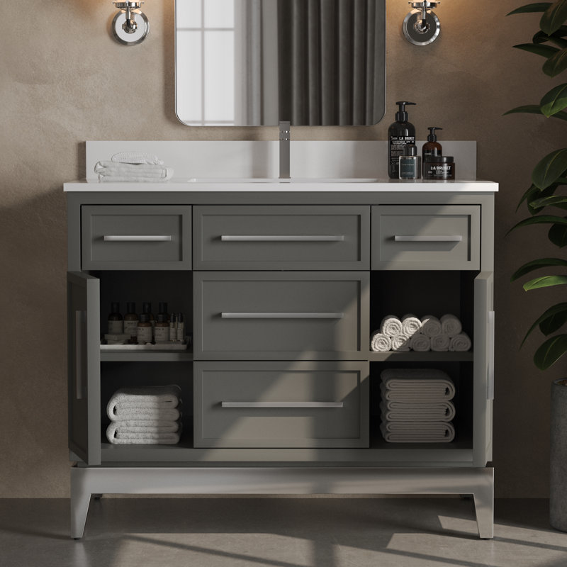 Meuble-lavabo simple 42 po Barrington, Gris
