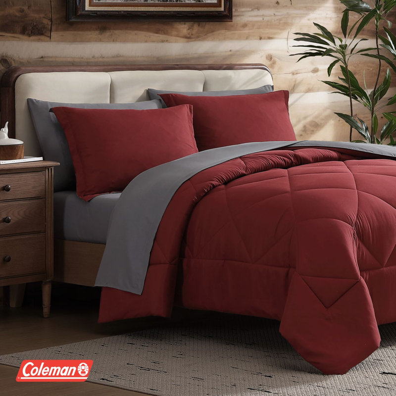 Ensemble d'édredon réversible 7 pièces Coleman®, ensemble de literie toutes saisons - double, argent / gris, Full