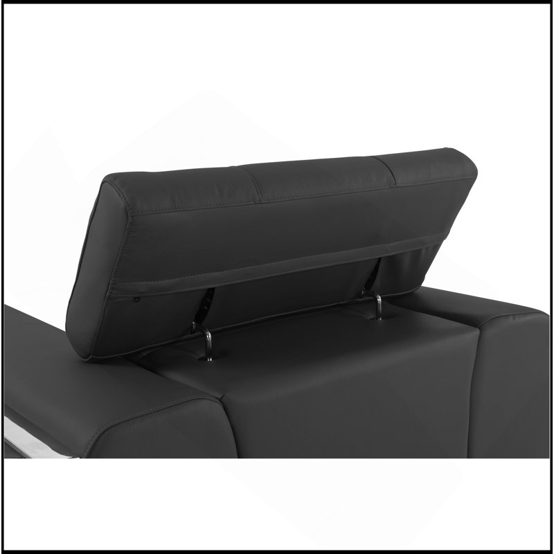 Causeuse en cuir italien Global United, Gris foncé, Argent argent