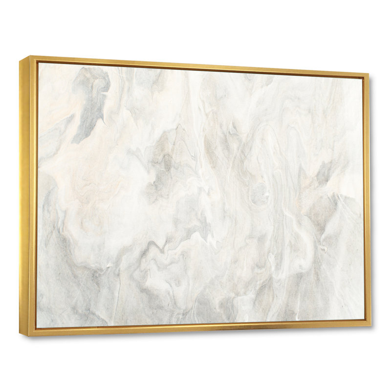 «Wave Art» dans les tons de crème liquide, impression sur toile, H 24 po x l 36 po x P 1 po, Cadre flottant doré