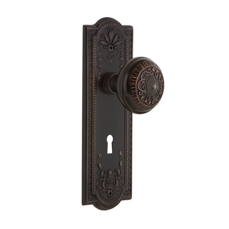 Bouton de porte de mortaise intérieure à l’oeuf avec plaque longue Meadows, Gris