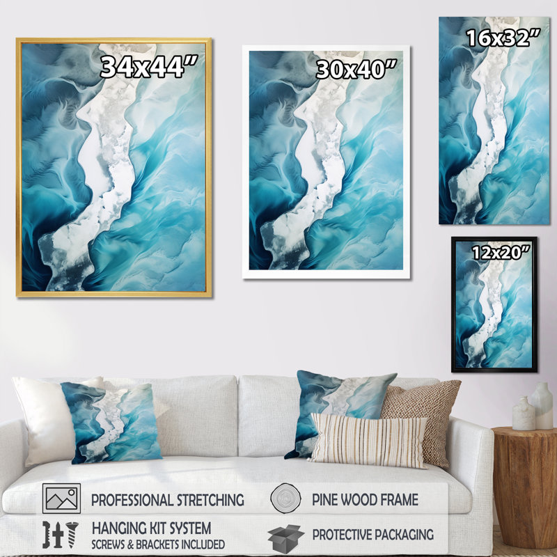 Vue aérienne du paysage de glacier Artic I - art mural sur toile Glacier, H 20 po x l 12 po x P 1 po, Toile tendue