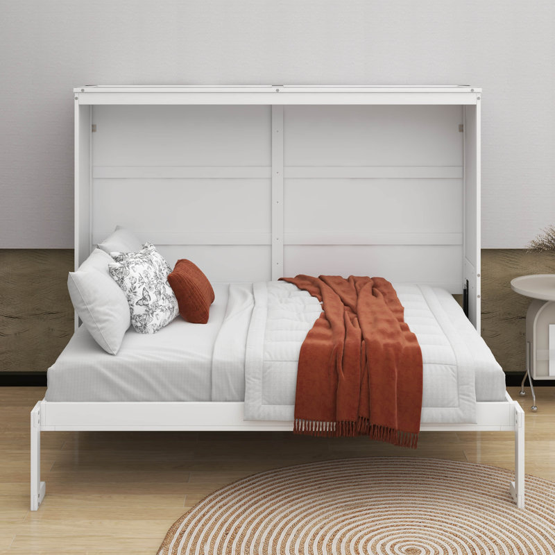 Lit escamotable double pleine grandeur, Blanc, Double