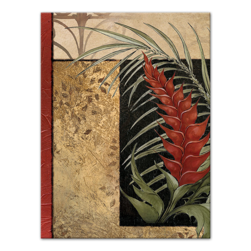 Palmier rouge sur toile, H 16 po x l 12 po x P 1,25 po, Sans cadre