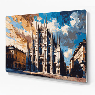 Cities Milan Italy Beige Metal Wall Art