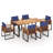 6 - Person Acacia Patio Dining Set with Rectangular Table , Cushions Included