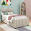 Lit plateforme simple recouvert de velours avec lit gigogne simple-2025733473