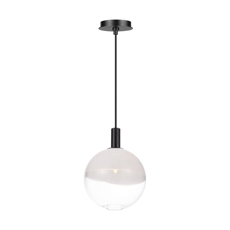 Sean Lavin Torian 1 Light Kitchen Pendant With Milk Clear Glass Mix Shade, Aged Iron