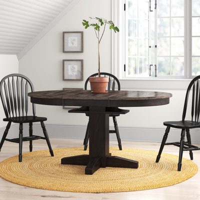 Bartell Butterfly Leaf Solid Wood Pedestal Dining Table by Three Posts
