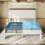 Base de lit double Farmhouse avec tête de lit géométrique de 51,2 po de hauteur, rangement sous le lit, système de support entièrement en métal, aucun sommier requis, assemblage facile, blanc antique-237700763-237700762