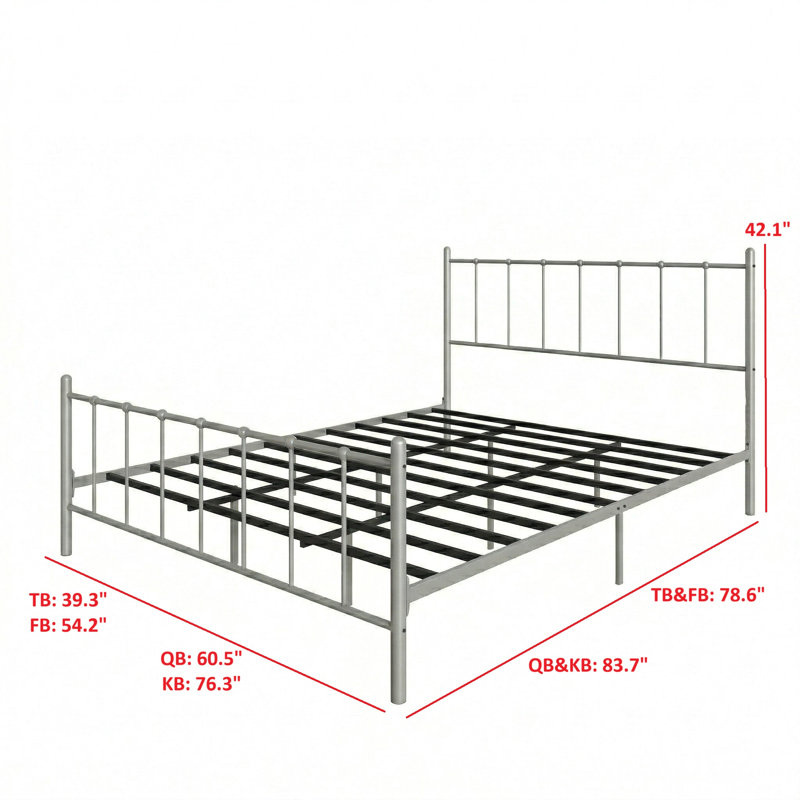 Calhoun Twin Metal Platform Bed, Sliver Gray, Twin