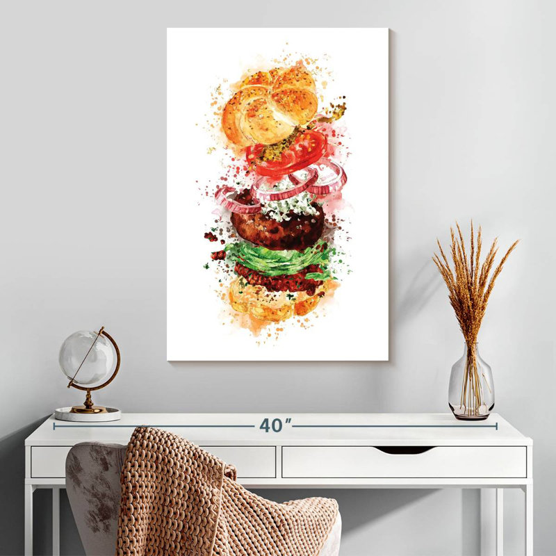Burger Deconstructed Splatter, 30" H x 20" W