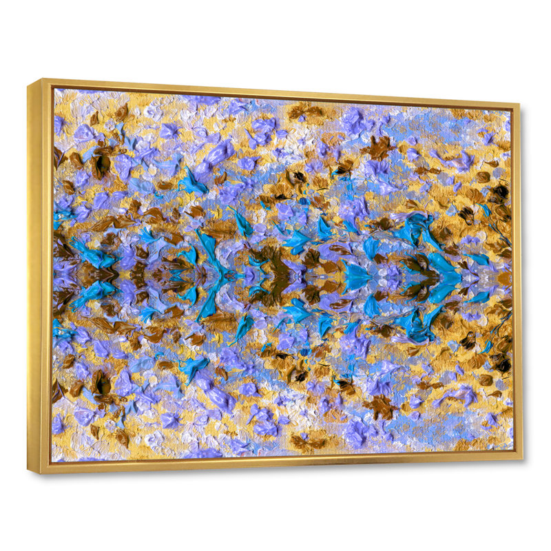 «Mauve et jaune», reproduction d'art sur toile, H 16 po x l 32 po x P 1 po, Cadre flottant doré