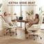 Chaise Criss Cross avec accoudoirs, roulettes, chaise de bureau large, beige-131207328