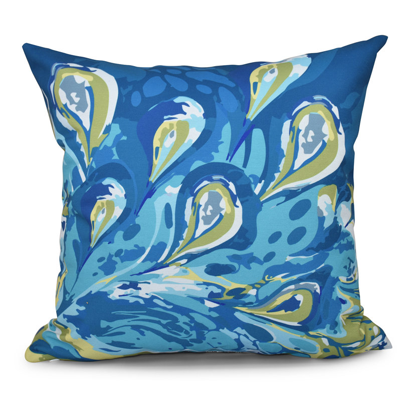 Happy Hippy Abstract Reversible Throw Pillow, 16" H x 16" W, Turquoise