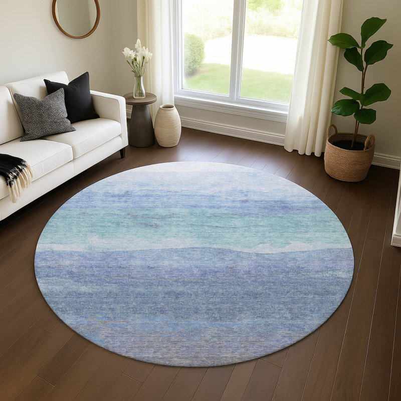 Premium Machine Washable Mehara AMF1699 Stripes Rug, Round 8'