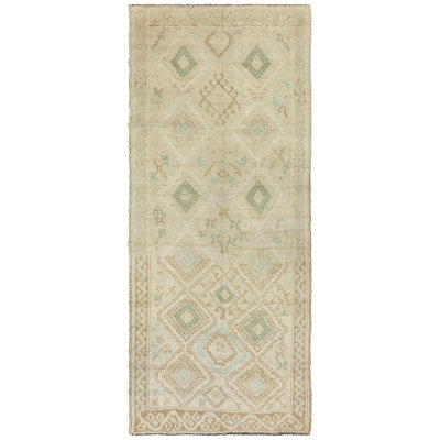 Vintage Turkish Malatya Wool On Wool 4Ft3inx10ft3in Beige