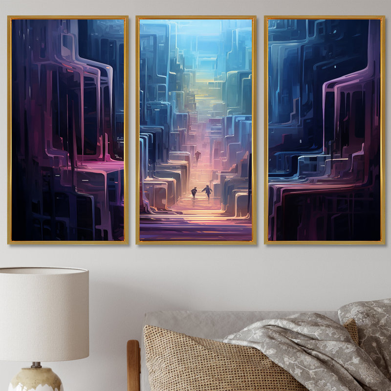 Ensemble de salon Scruggs - City Buildings Wall Art, Cadre flottant doré, H 28 po x l 36 po x P 1 po