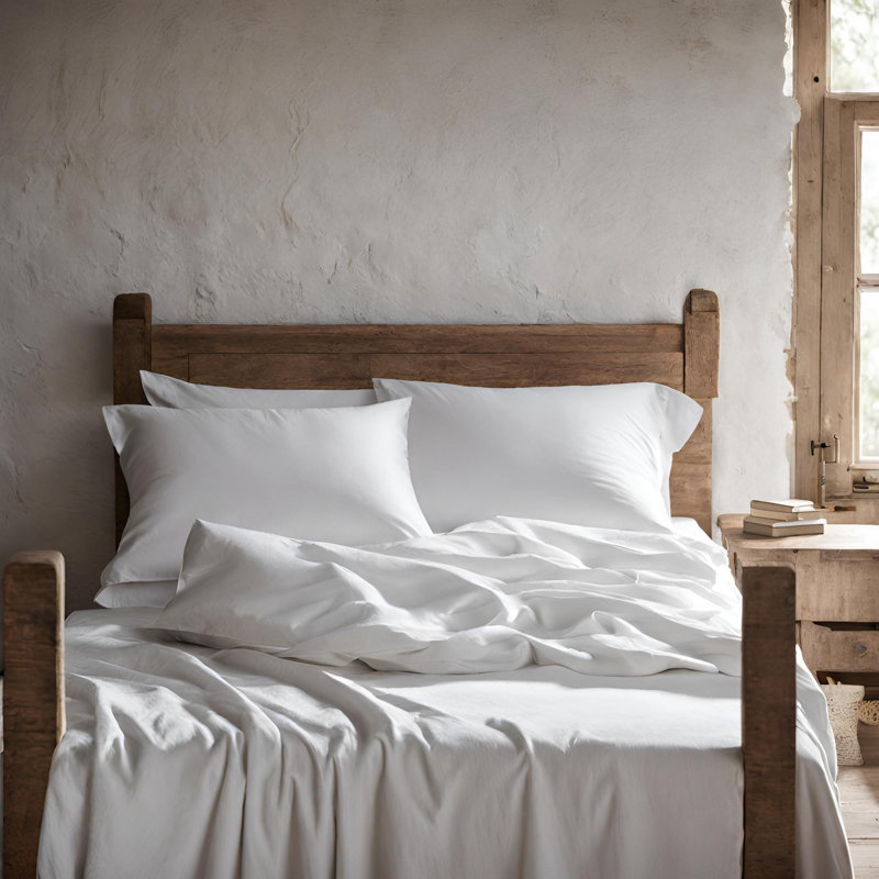 200 Thread Count Cotton Fitted Sheet Set with Pillowcases, Full Fitted Sheet with 2 Pillowcases