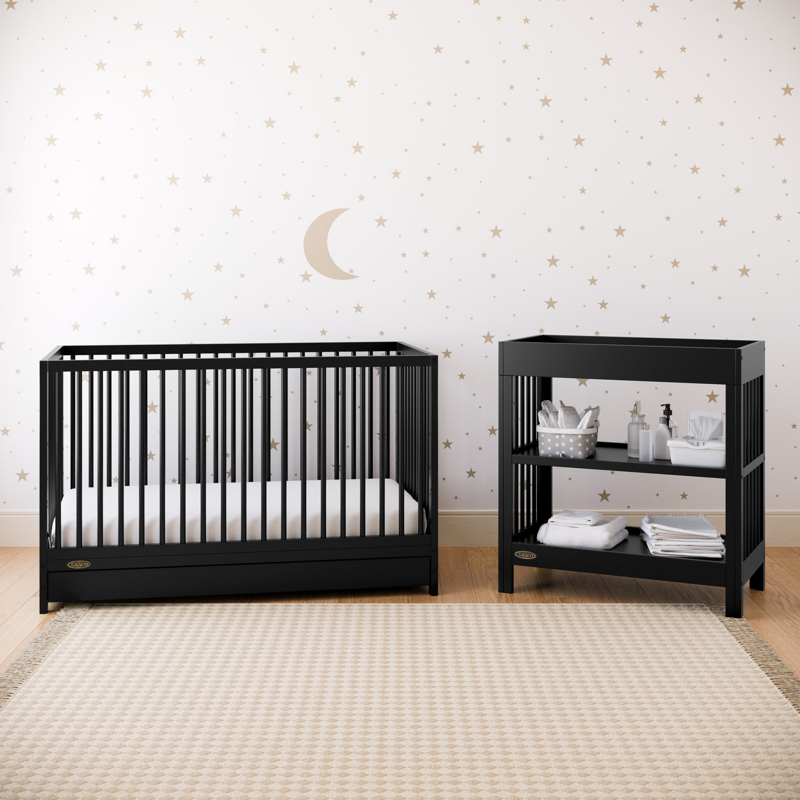 Teddi 2-Piece Nursery Furniture Set, Black