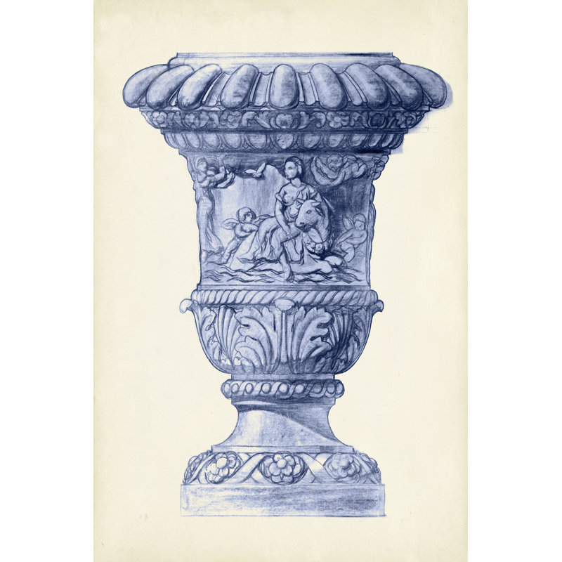 Palace Urns In Indigo II by Vision Studio - Wrapped Canvas Art Prints, 91cm H x 61cm W x 0.38cm D