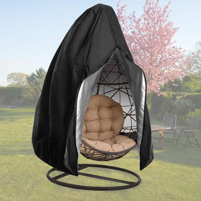 Upgraded Patio Egg Chair Covers With Zipper, Waterproof Heavy Duty Weather Resisatnt Outdoor Chair Cover, Windproof Hanging Chair Cover , Black, 1 Pac by Arlmont & Co.