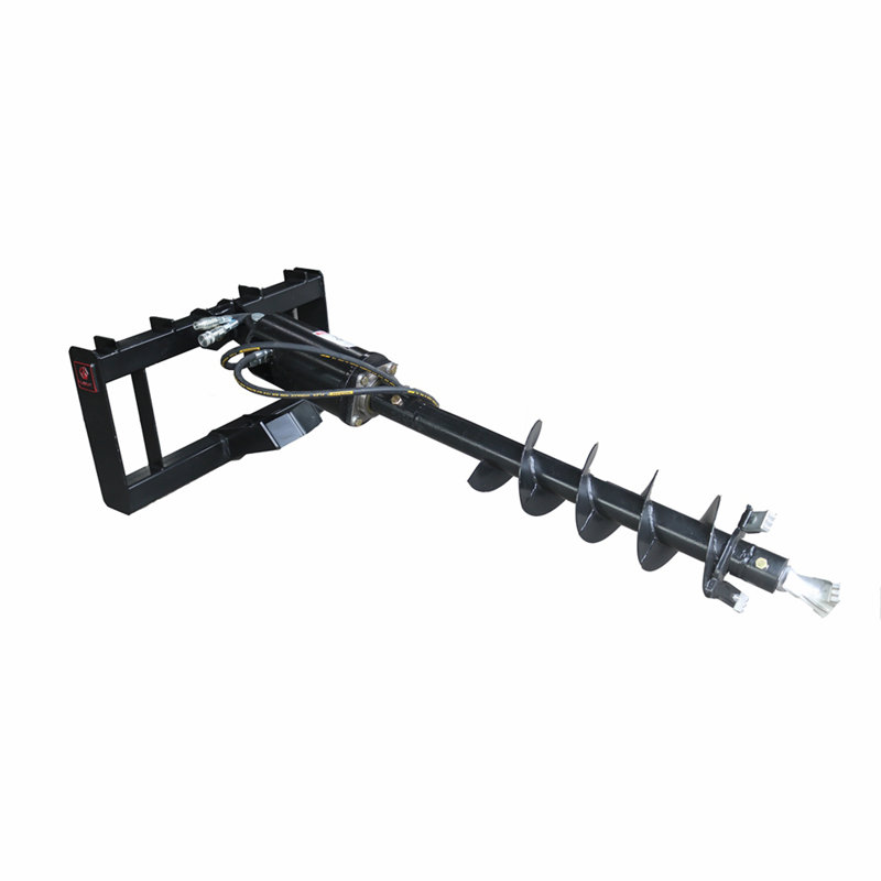 Skid Steer Small Loader Post Hole Auger Drive Attachment, 12" Diameter Auger, 46" Drilling Depth