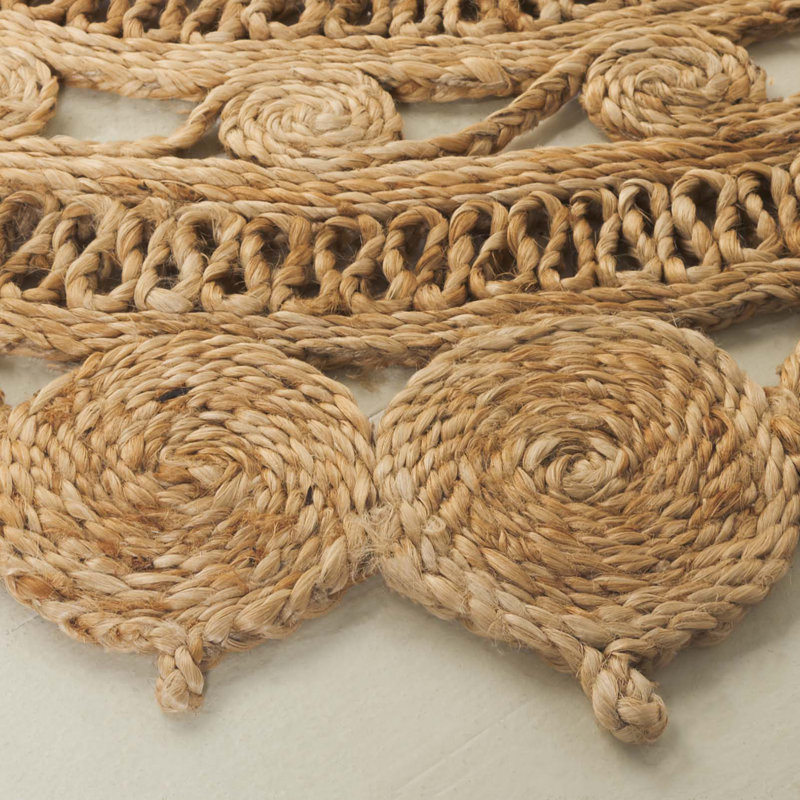 Natural Fiber 607 Hand Woven Jute Geometric Rug, Round 5'