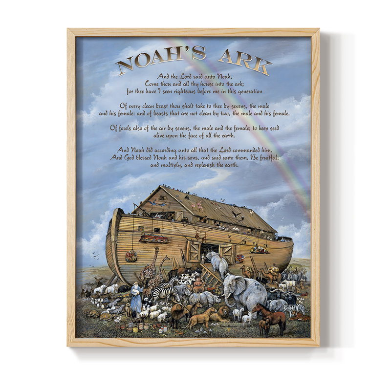 Noah's Ark Genesis Framed Print - Solid Wood, 11" H x 9" W