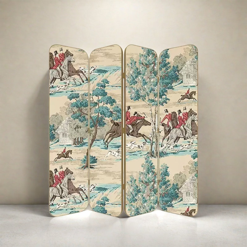 British Hunting Style Screen, 78.74" H x 94.49" W x 1.57" D