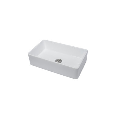 33 Inch White Farmhouse Kitchen Sink, Apron Front Porcelain Ceramic Single Bowl Farmer Sink Basin, 33 X 20 X 10 Inch | Gift Idea
