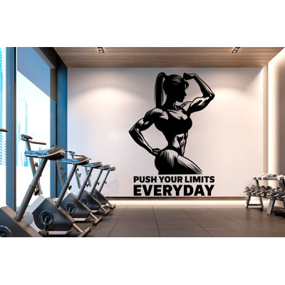Gym Wall Decal Home Gym Girl Power Fitness Quote Decor Workout Art Vinyl Gym Wall Stickers Bedroom Gym Workout Motivation Crossfit 517RS