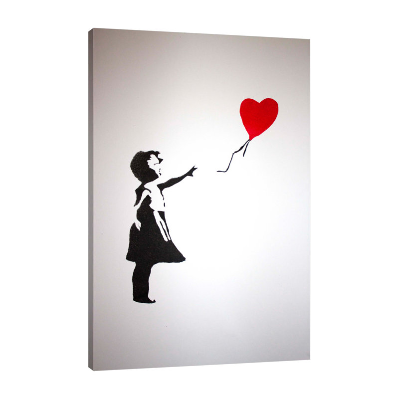 Balloon Girl On White by Banksy - Wrapped Canvas Print, 76 cm H x 51 cm W x 3 cm D