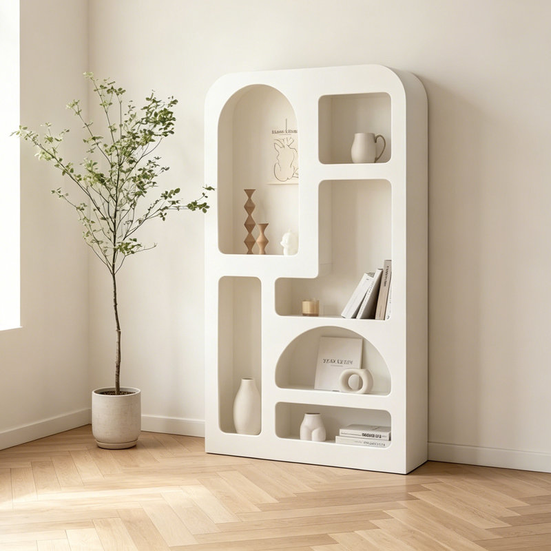 Présentoir simple en bois massif crème