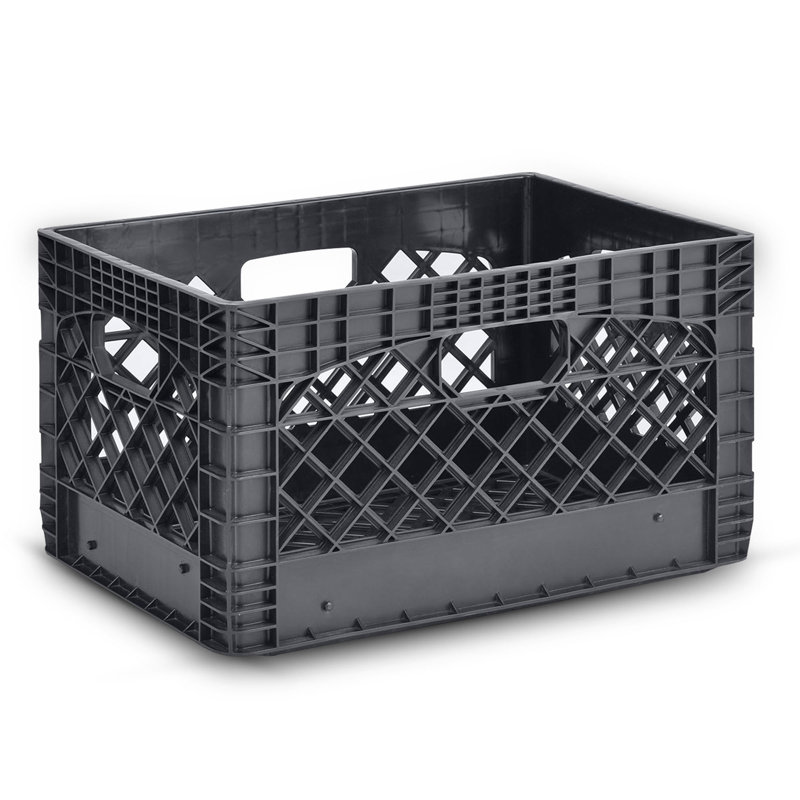 Caisse en plastique robuste et empilable, 24 pintes, Noir, 6