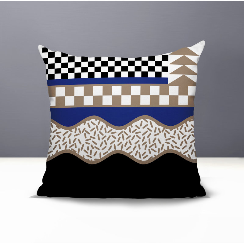Coussin carré intérieur / extérieur Trix Abstract, Carré 20 po, Bleu marine