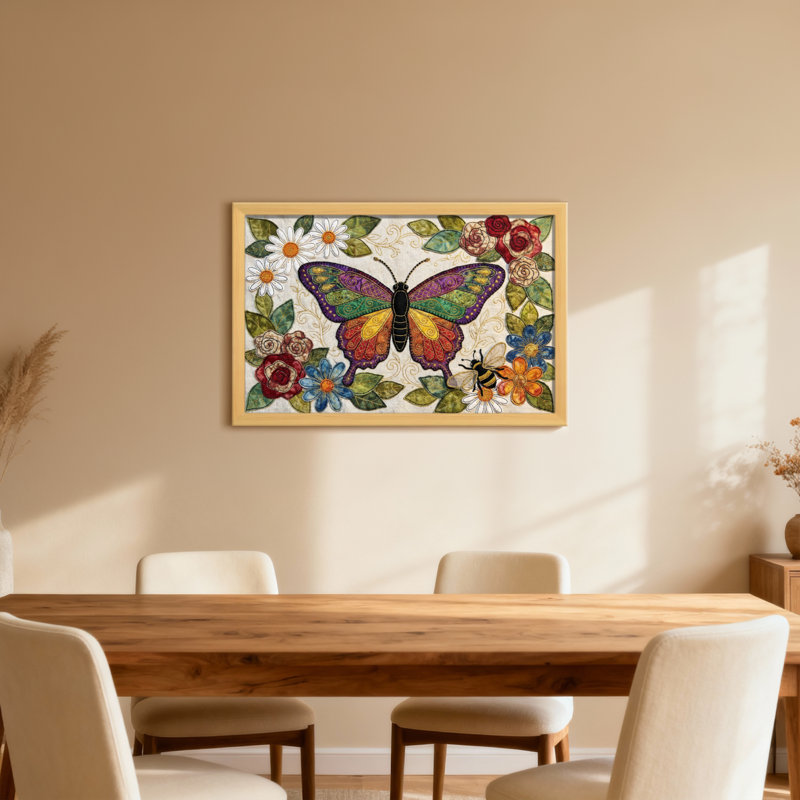 Animaux, motif floral, abeille de jardin, impression, H 16 po x l 24 po, Toile tendue, Ne s’applique pas