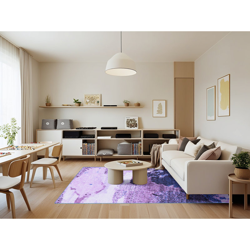 Tapis bleu / violet clair Hura, Rectangle 7 pi x 9 pi