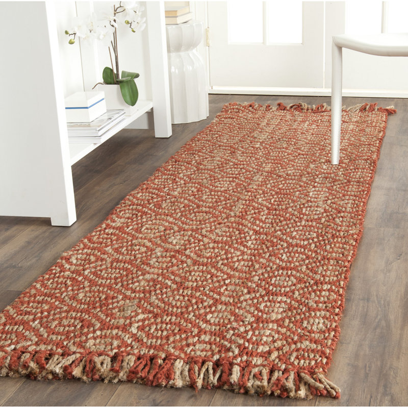 Debroh Natural Fiber Hand Woven Jute Southwestern Rug, Runner 2'6" x 12'