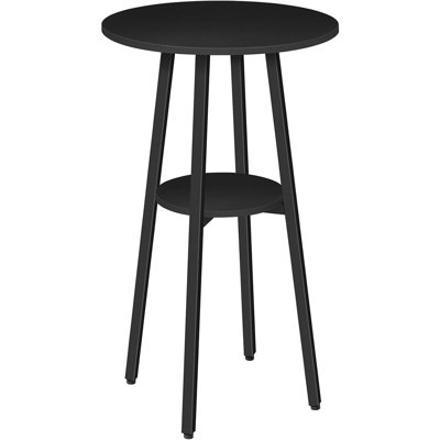 «Table bistro à 2 niveaux avec rangement - 37,4 po de hauteur, plateau en panneau de particules, parfait pour les petits espaces, facile à assembler, noir»