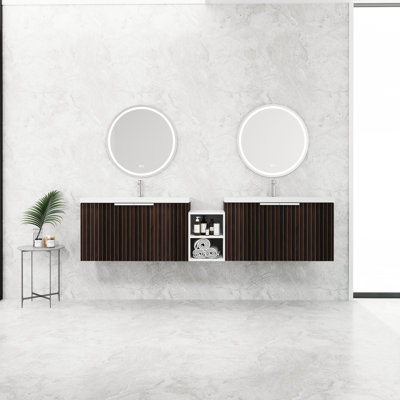 Meuble-lavabo moderne de 82 pouces, lavabo avec base en contreplaqué, meuble-lavabo à rayures 36 po, 12 po